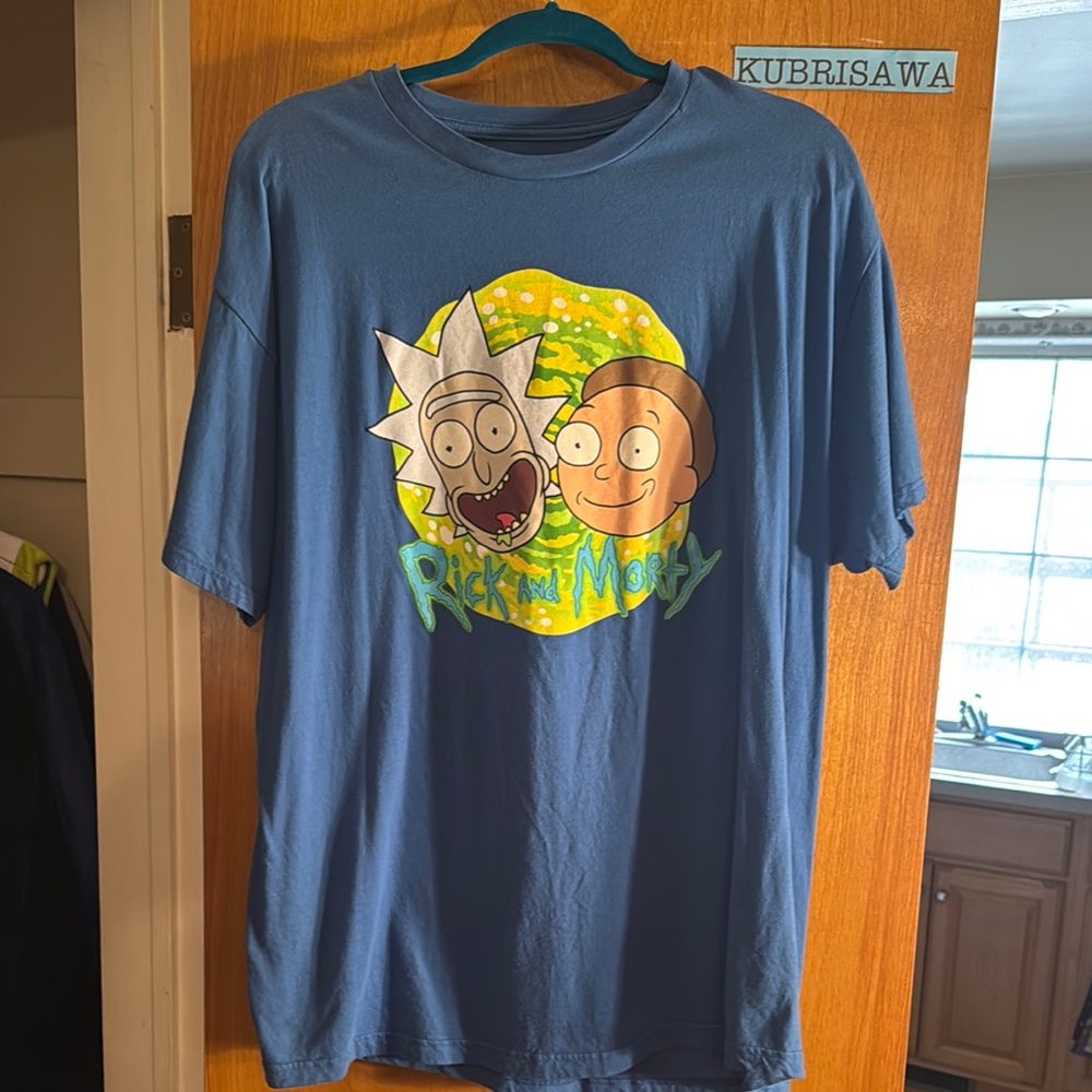 Rick And Morty Ripple Junction 2XL Short Sleeve Blue T-Shirt Used